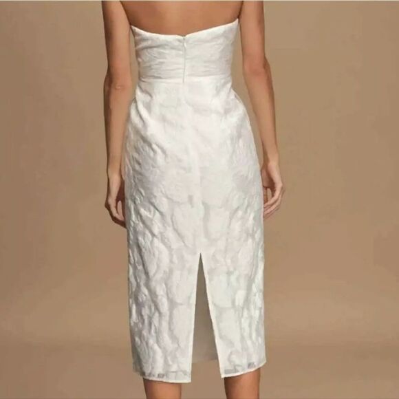 Lulus From this Day White Floral Jacquard Strapless Midi Dress Size Smal… - Picture 3 of 10